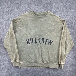 Kill Crew Sweatshirt 2XL Olive Green Cotton Logo Pullover
